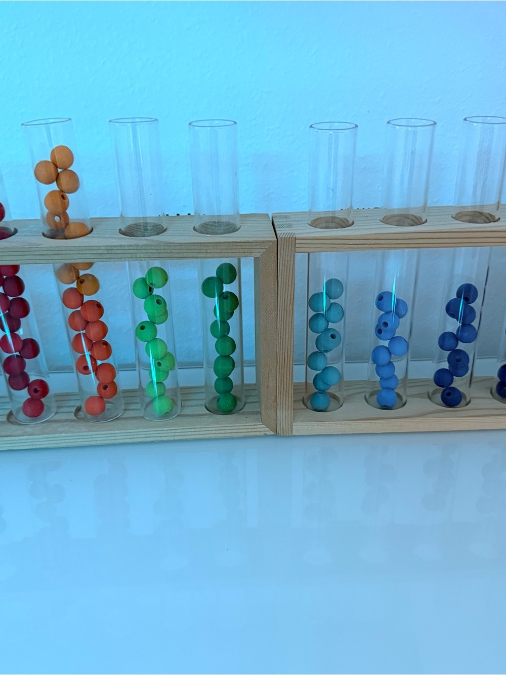 Grimms Wooden Rainbow Dyed Beads in Test Tube Display - Picture 2 of 4